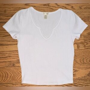 Bozzolo White Ribbed Short Sleeve Top